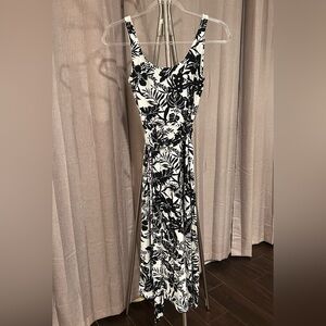 LOFT Black and White Floral Maxi Dress